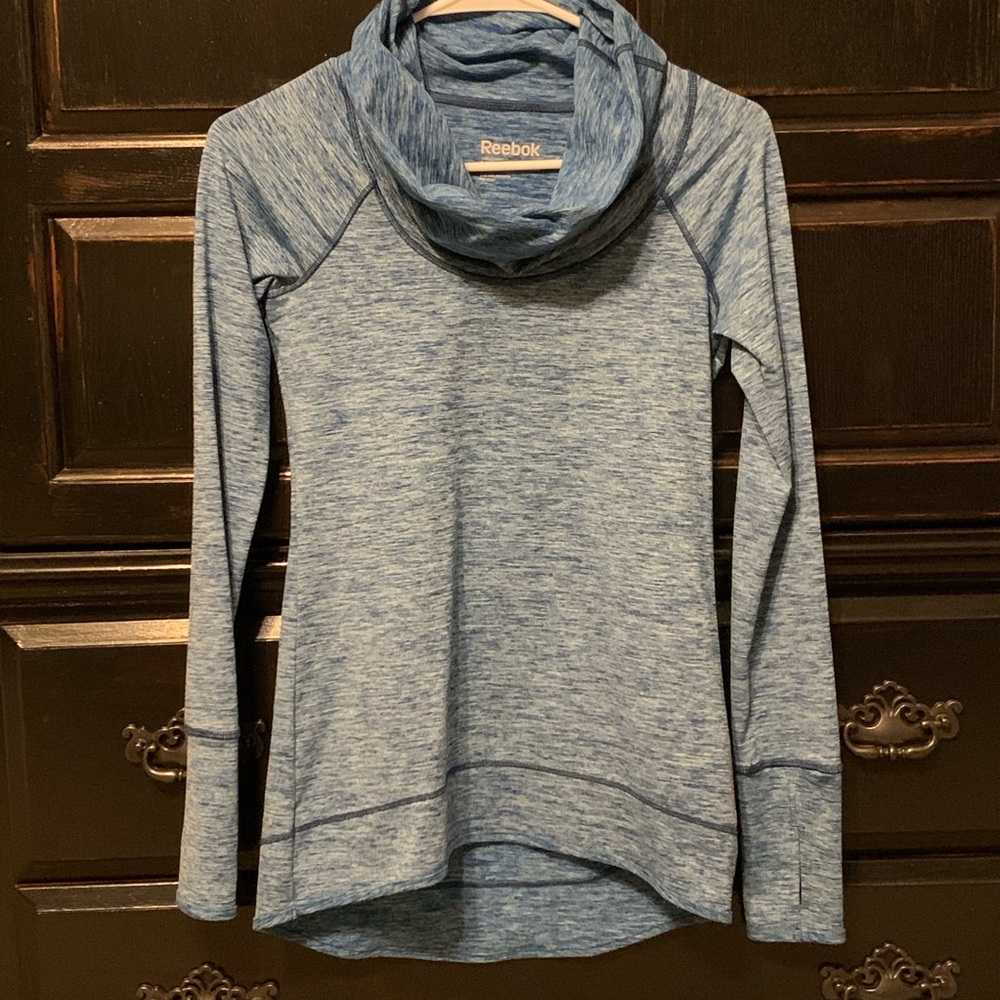 Reebok Heathered Blue Cowl Neck Dri Fit